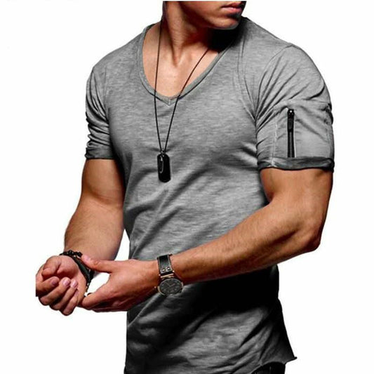 Men's Short Sleeve Cotton Casual T-shirt w/ Sleeve Pocket